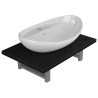 Conjunto de muebles de baño 2 piezas cerámica negro 2