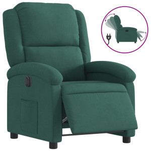 Sillón reclinable eléctrico de terciopelo verde oscuro H