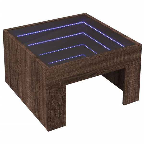 Mesa centro luzes LED Infinity 50x50x30 cm carvalho castanho M 3