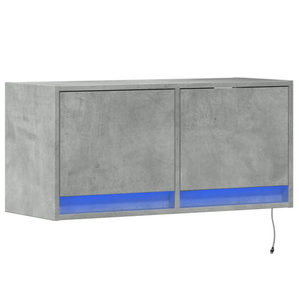 Mueble de TV de pared con luces LED gris hormigón 80x31x35 cm M 3