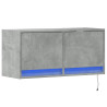 Mueble de TV de pared con luces LED gris hormigón 80x31x35 cm 3