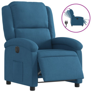 Sillón reclinable eléctrico terciopelo azul H