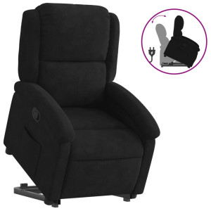 Sillón reclinable elevable terciopelo negro H