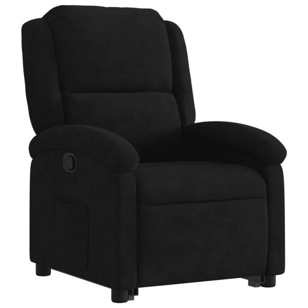 Sillón reclinable elevable terciopelo negro M 3