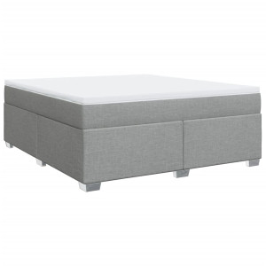 Cama box spring con colchón tela gris claro 180x200 cm H