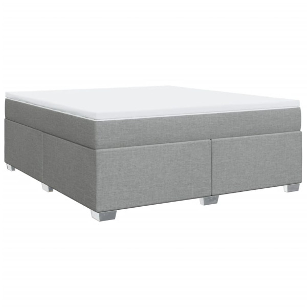 Cama box spring con colchón tela gris claro 180x200 cm M 2