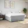 Cama box spring con colchón tela gris claro 180x200 cm 3