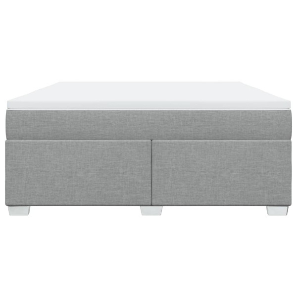 Cama box spring con colchón tela gris claro 180x200 cm M 4