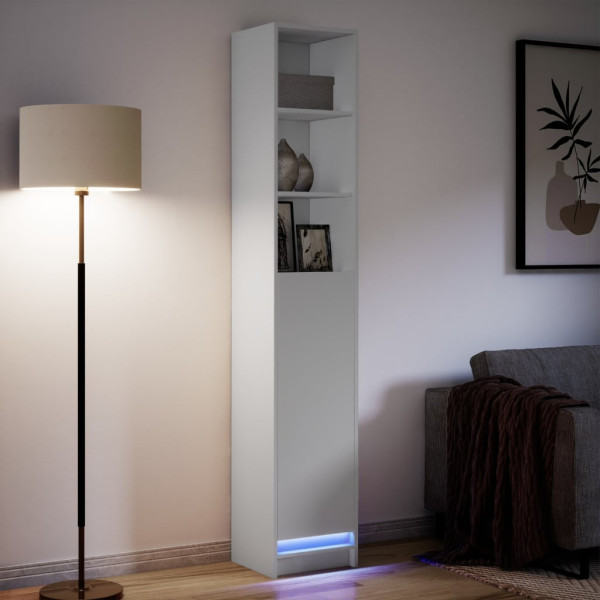 Aparador con luz LED madera de ingeniería blanco 36x32.5x200 cm M 5