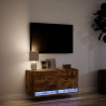 Mueble de TV de pared con luces LED roble ahumado 80x31x35 cm 5