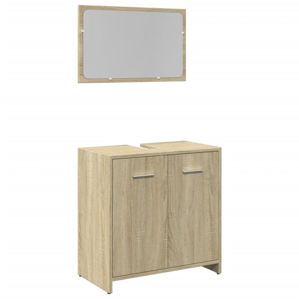 Set de muebles de baño 2 pzas madera contrachapada roble Sonoma M 2