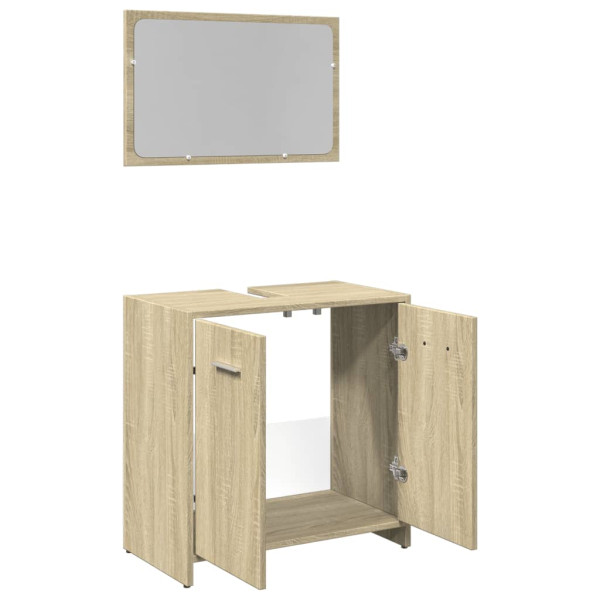 Set de muebles de baño 2 pzas madera contrachapada roble Sonoma M 5