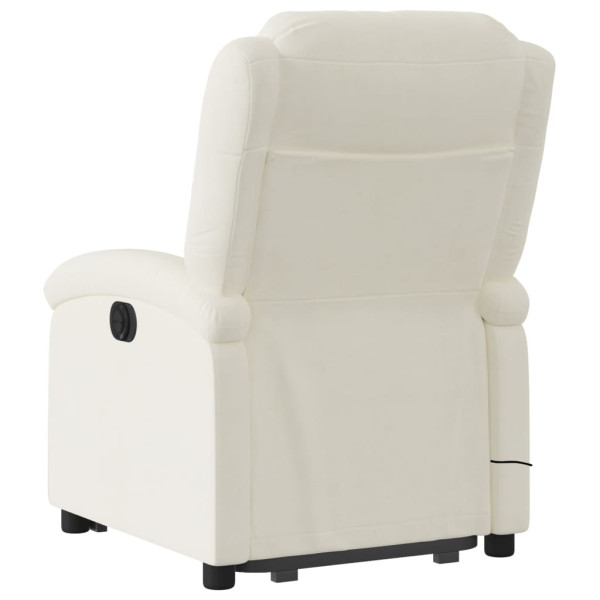 Sillón reclinable de masaje elevable terciopelo crema M 4