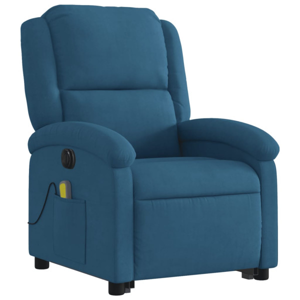 Sillón reclinable de masaje eléctrico elevable terciopelo azul D