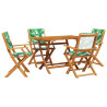 Set de comedor jardín 5 pzas tela madera maciza estampado hojas 2