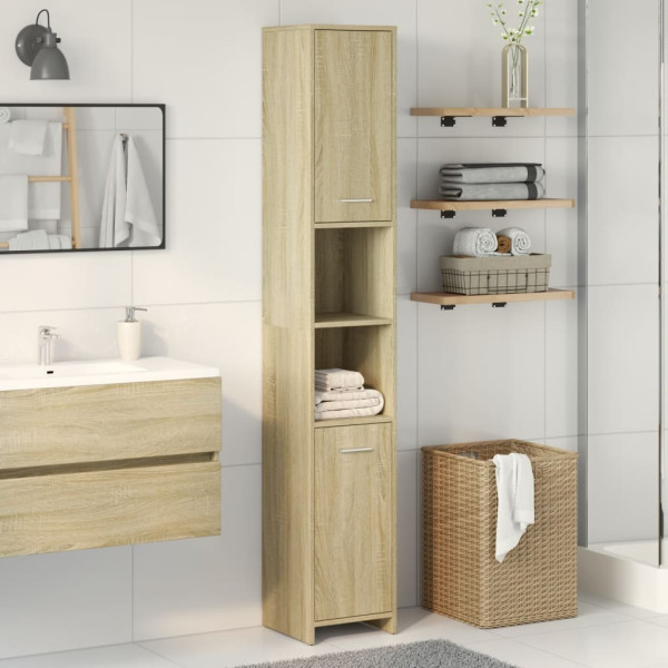 Armario de baño madera contrachapada color roble 30x30x183.5 cm M 3