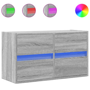 Mueble de TV de pared con luces LED gris Sonoma 80x31x45 cm H