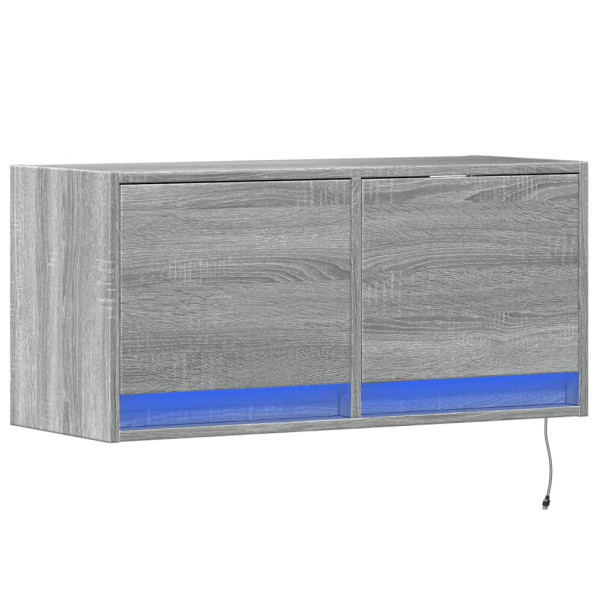 Mueble de TV de pared con luces LED gris Sonoma 80x31x35 cm M 3