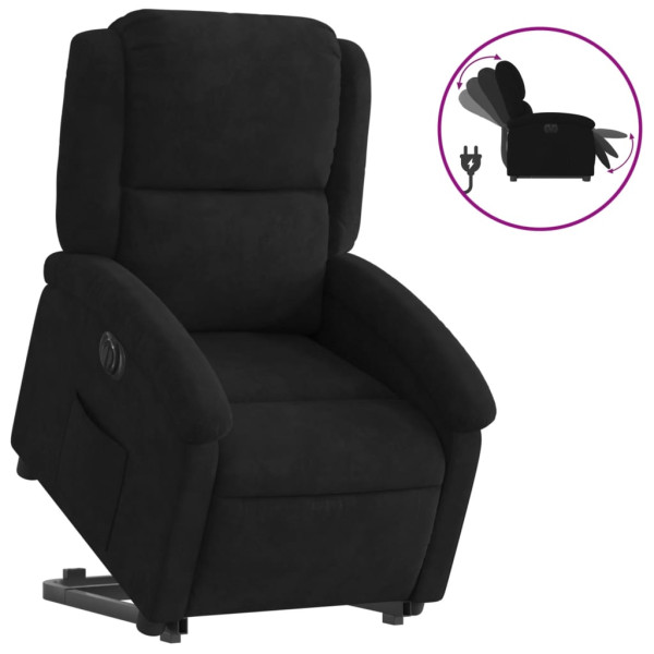 Sillón eléctrico reclinable elevable de terciopelo negro M 2