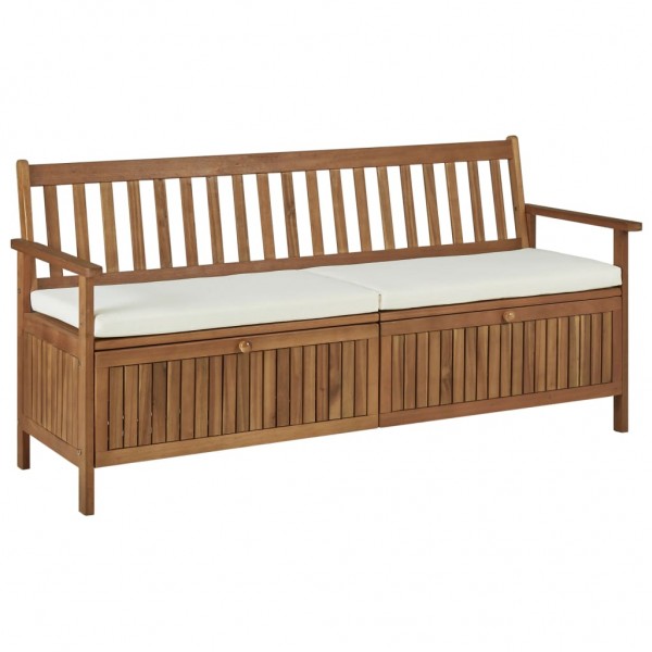 Banco de almacenaje con cojín de madera maciza de acacia 170 cm D