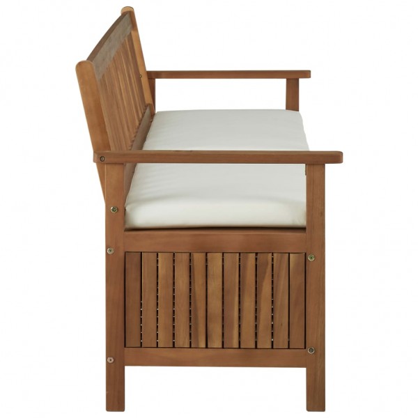 Banco de almacenaje con cojín de madera maciza de acacia 170 cm M 3