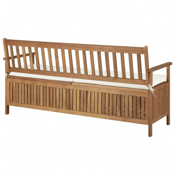 Banco de almacenaje con cojín de madera maciza de acacia 170 cm M 4