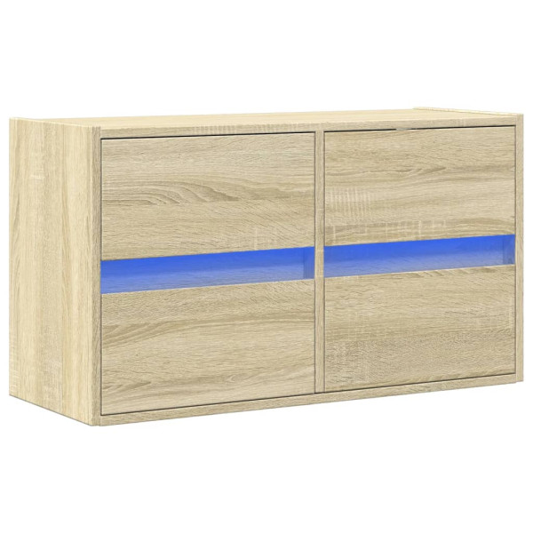 Mueble de TV de pared con luces LED roble Sonoma 80x31x45 cm M 3