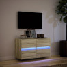Mueble de TV de pared con luces LED roble Sonoma 80x31x45 cm 5