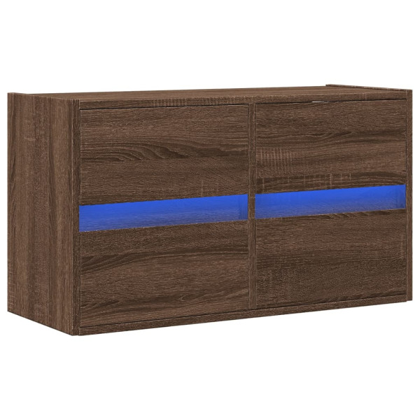 Móvel de parede p/ TV c/ luzes LED 80x31x45cm carvalho castanho M 3