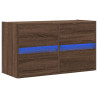 Mueble de TV de pared con luces LED marrón roble 80x31x45 cm 3