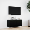 Mueble de TV de pared con luces LED negro 80x31x35 cm 4