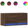 Móvel de parede p/ TV c/ luzes LED 80x31x35cm carvalho castanho 2