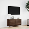 Mueble de TV de pared con luces LED roble marrón 80x31x35 cm 4