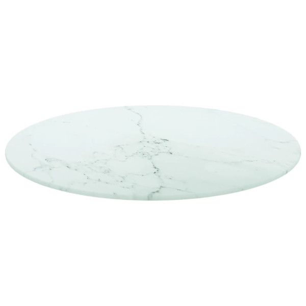 Tablero de mesa diseño mármol vidrio templado blanco Ø50x0.8 cm M 2