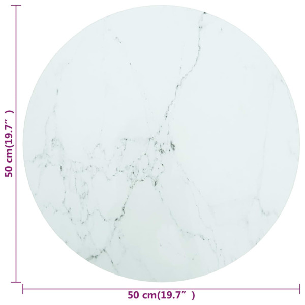 Tablero de mesa diseño mármol vidrio templado blanco Ø50x0.8 cm M 4
