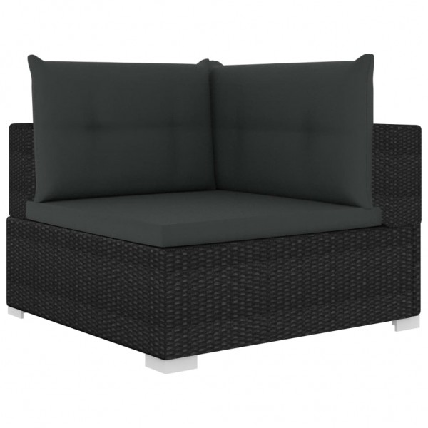 Set muebles de jardín 10 piezas y cojines ratán sintético negro M 3