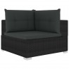 10 pcs conjunto lounge de jardim c/ almofadões vime PE preto 3