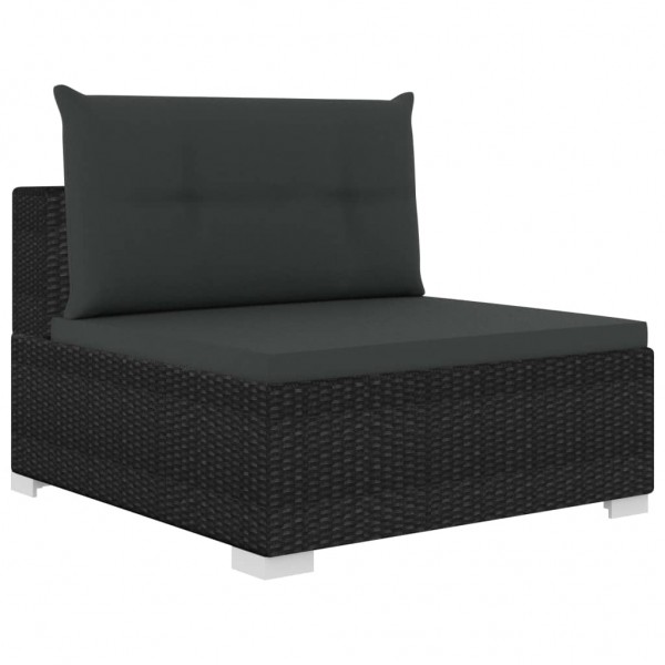 Set muebles de jardín 10 piezas y cojines ratán sintético negro M 4
