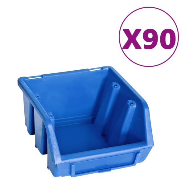 96 pcs Kit caixas arrumação com painéis parede azul e preto M 2