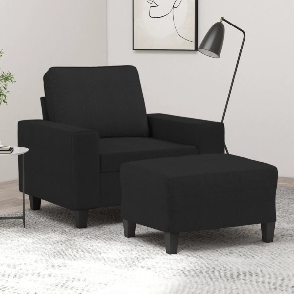 Sillón con taburete tela negro 60 cm D