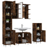 Set de muebles de baño 4 piezas madera contrachapada roble humo 4