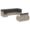 Set muebles jardín 9 pzas y cojines ratán sintético gris claro 2