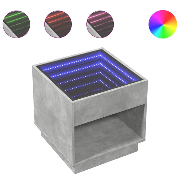 Mesa de cabeceira c/ LED Infinity 50x50x50 cm cinzento cimento M 2