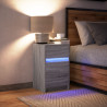 Mesita de noche con luces LED madera de ingeniería gris Sonoma 5