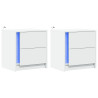 Mesas de cabeceira c/ luzes LED 2 pcs derivados madeira branco 3