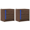 Mesas cabeceira LEDs 2 pcs derivados madeira carvalho castanho 3