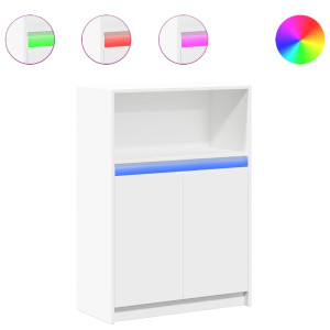 Aparador con LED madera de ingeniería blanco 72x34x100 cm H