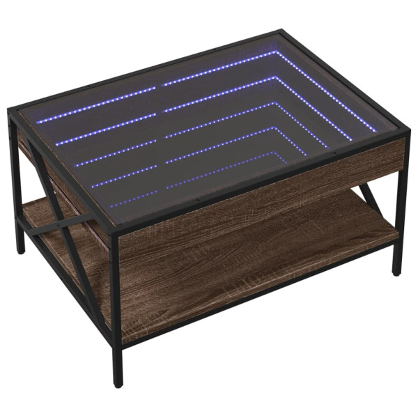 Mesa de centro con Infinity LED marrón roble 70x50x38 cm M 3