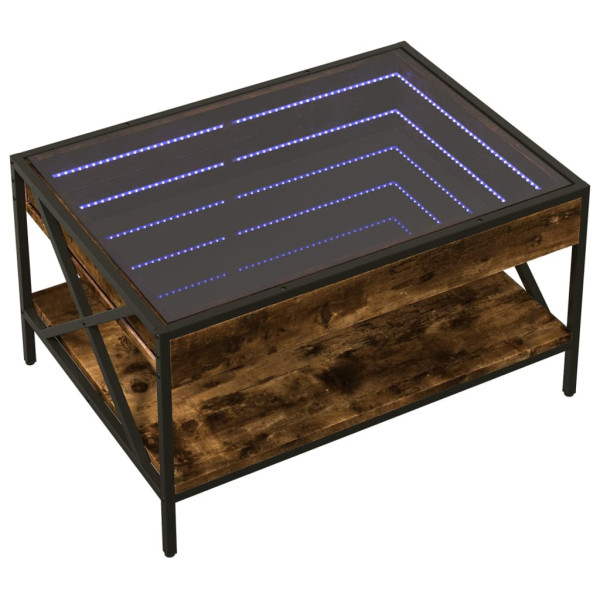 Mesa de centro luzes LED Infinity 70x50x38 cm carvalho fumado M 3