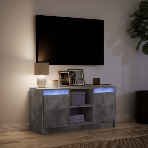 Mueble de TV LED madera ingeniería gris hormigón 100x34x50 cm M 5